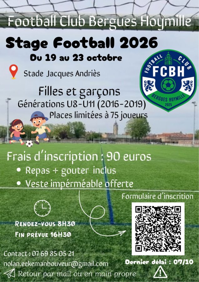 Inscription Stage foot 2026